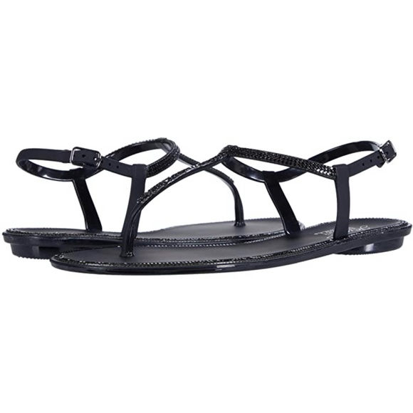Jewel Badgley Mischka Thongs Sandals Black Jelly 7 - Picture 3 of 15